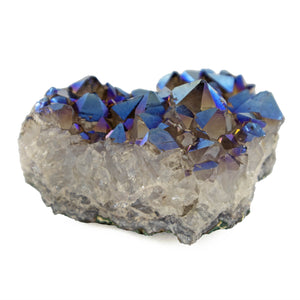 Cobalt Blue Aura Amethyst Crystal Cluster - Sparkle Rock Pop