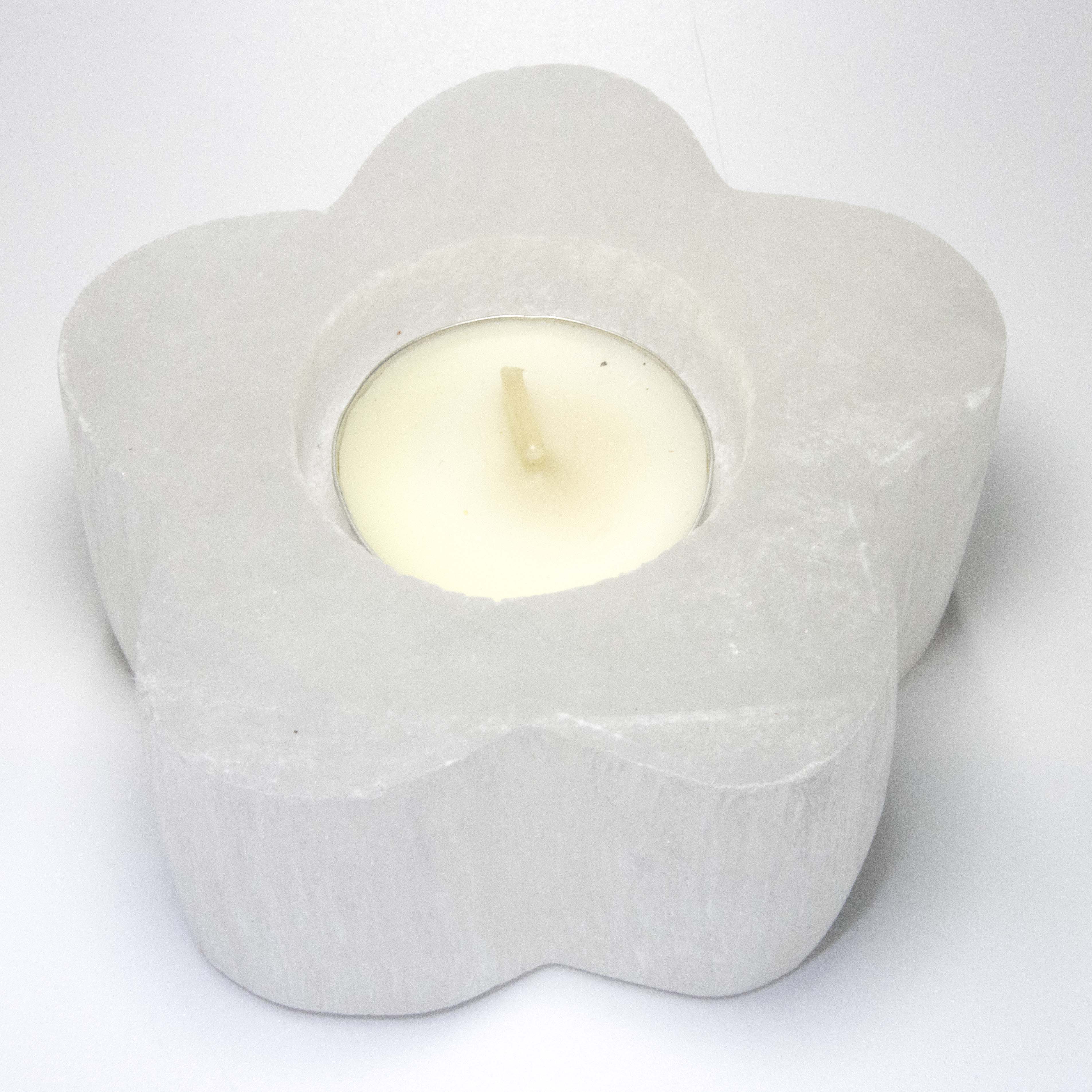 Selenite Flower Candleholder - Sparkle Rock Pop
