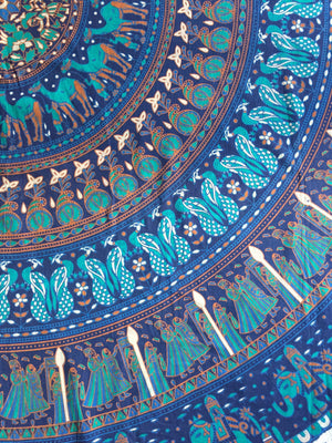 Mandala Tapestry - Blue Circle - Sparkle Rock Pop