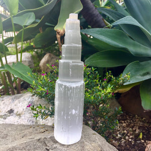 Selenite Tower - 7.5 inches - Sparkle Rock Pop