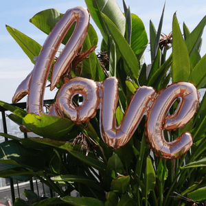 "love" Balloon - Rose Gold Foil Balloon Letters, 40" long - Sparkle Rock Pop