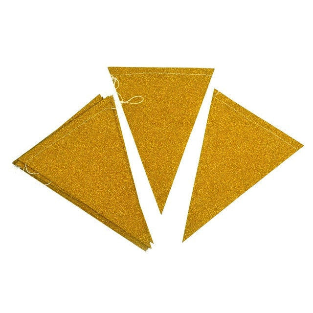Gold Glitter Party Flag Banner - Sparkle Rock Pop