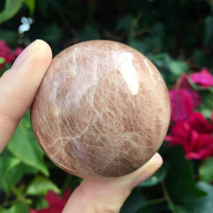 Peach Moonstone Sphere - Sparkle Rock Pop