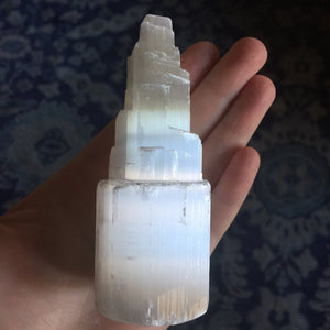 Selenite Tower - 4 inches - Sparkle Rock Pop