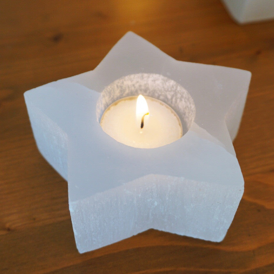 Selenite Star Candle Holder - Sparkle Rock Pop