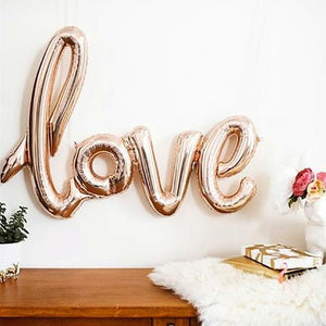 "love" Balloon - Rose Gold Foil Balloon Letters, 40" long - Sparkle Rock Pop