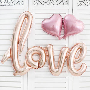 "love" Balloon - Rose Gold Foil Balloon Letters, 40" long - Sparkle Rock Pop
