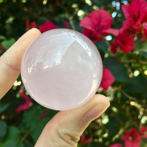 Rose Quartz Crystal Sphere - Sparkle Rock Pop
